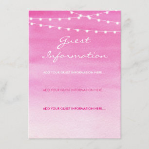 Carte D'accompagnement Fuchsia Watercolor String Lights Informations clie