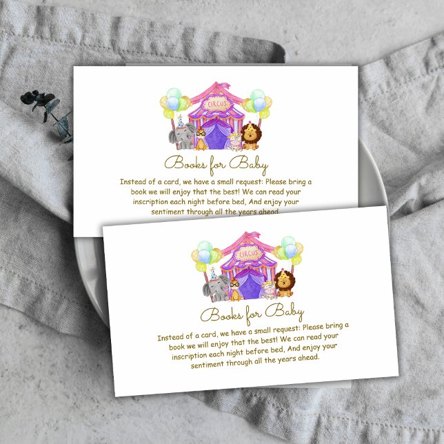 Carte D'accompagnement Fun Safari Cirque Balloon Livres Pour Baby shower (Fun Safari Circus Balloon Books For Baby Shower Enclosure Card)