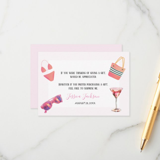 Carte D'accompagnement Fun Summer Pool Party Watercolor Sweet 16 (Devant/Arrière en situation)