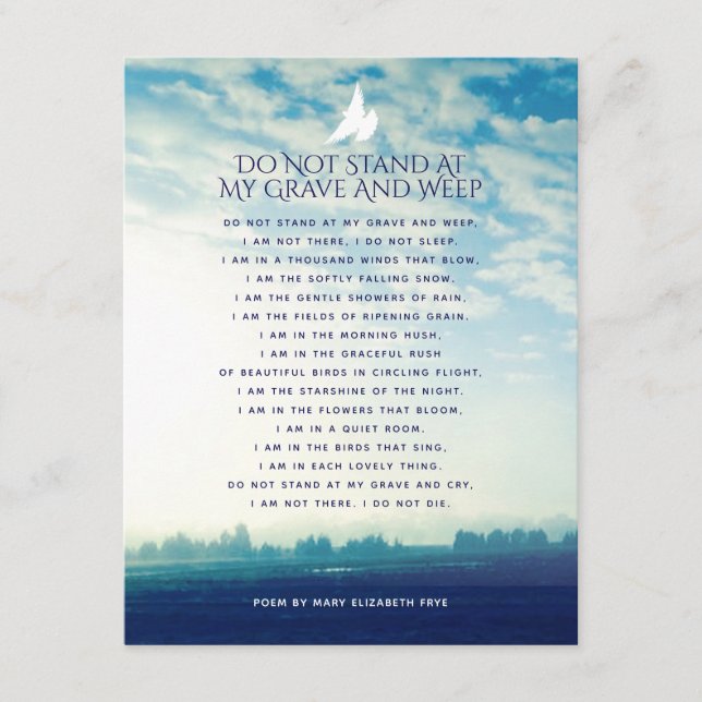 Carte D'accompagnement Funérailles dans la mémoire amoureuse nuages prièr (Devant)