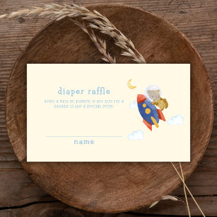 Carte D'accompagnement Fusée de Lune Ourson Couche Bébé Fête de Naissance