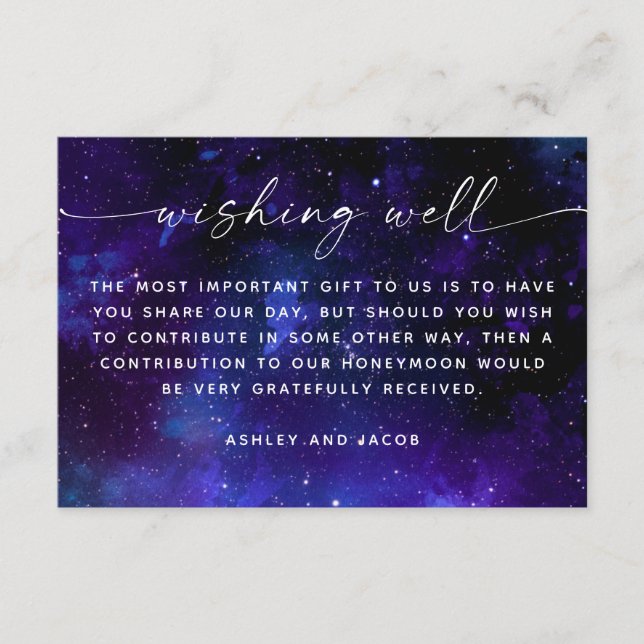 Carte D'accompagnement Galaxy Wedding Wishing Well | Space Honeymoon Fund (Devant)