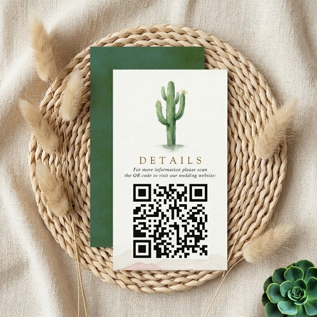 Carte D'accompagnement Gamme de mariage désert aquarelle Code QR (Créateur téléchargé)