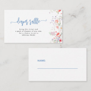 Carte D'accompagnement Garçon bébé fleur bleue sauvage en fleurs tombola 