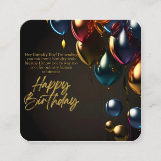 Carte D'accompagnement Garçon d'anniversaire ironique