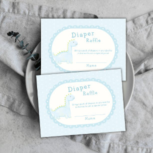 Carte D'accompagnement Garçon Dinosaure Bleu Pastel Tirage au Sort Couche
