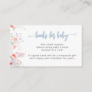 Carte D'accompagnement Garçon fleur sauvage bleue bébé en fleurs Livres p