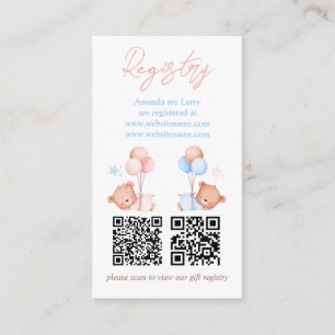 Carte D'accompagnement Garçon Girl Twins Teddy Bear Baby shower Registre