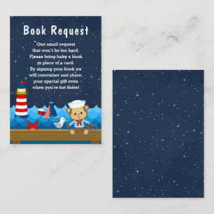 Carte D'accompagnement Garçon Marin Singe Rouge et Navy Demande de Livre