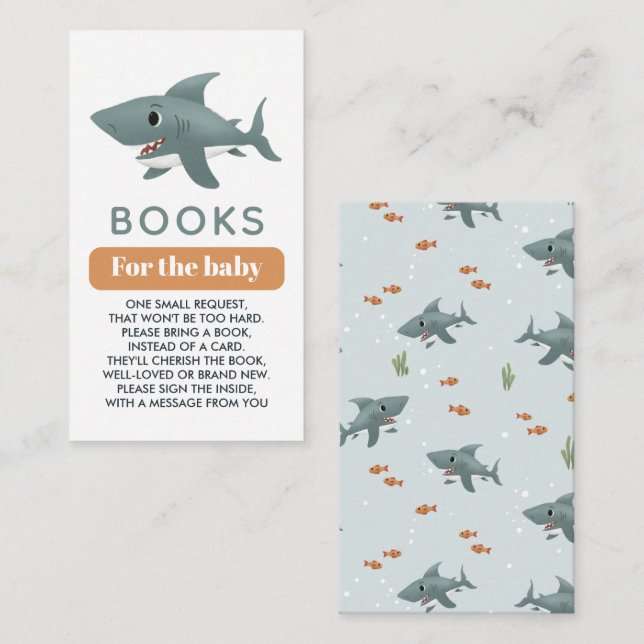 Carte D'accompagnement Garçons mignons sous la mer Requin Livres pour béb (Devant / Derrière)