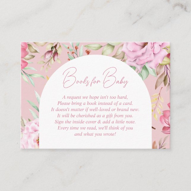Carte D'accompagnement Garden Pink Floral Baby Book Demande (Devant)