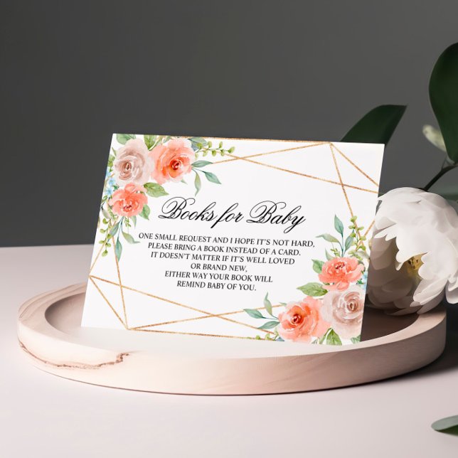 Carte D'accompagnement Garden Rose & Gold Books for Baby Enclôture Card (Créateur téléchargé)
