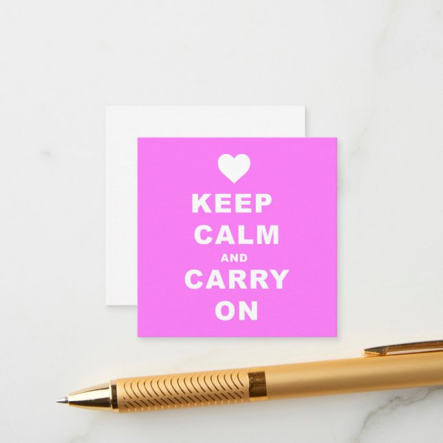 Carte D'accompagnement GARDEZ CALME ET CONTINUEZ Rose (Devant/Arrière en situation)