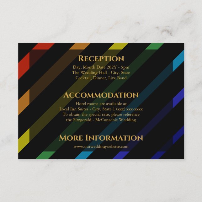Carte D'accompagnement Gay Men Wedding Elegant Rainbow Enclosure Card (Devant)