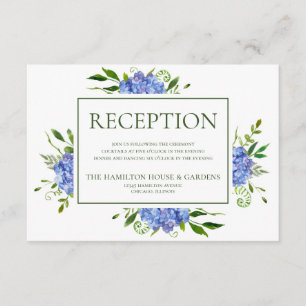 Carte D'accompagnement GBTQ Blue Hydrangeas Floral Mariage Réception