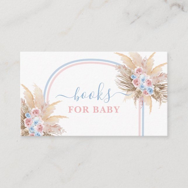 Carte D'accompagnement Gender Reveal Pampas Grass Books for Baby Card (Devant)