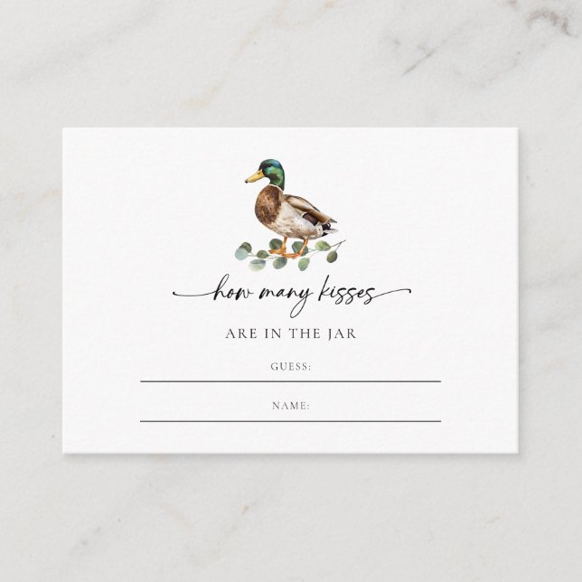Carte D'accompagnement Genre Neutre Canard Combien de baisers Baby shower (Devant)