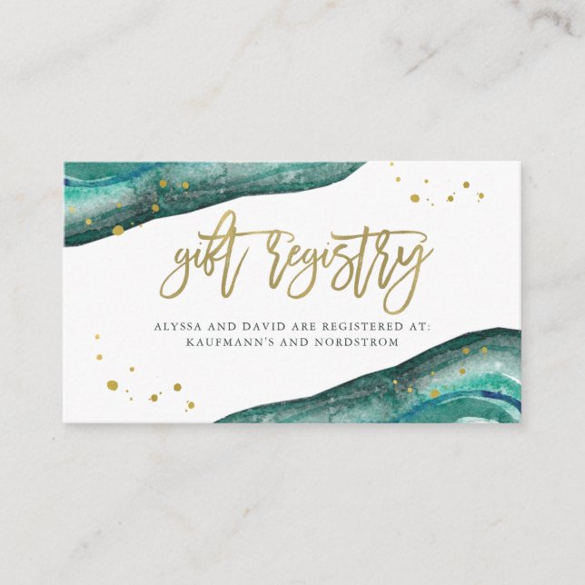 Carte D'accompagnement Géode turquoise et Gold | Inscription de cadeaux (Devant)