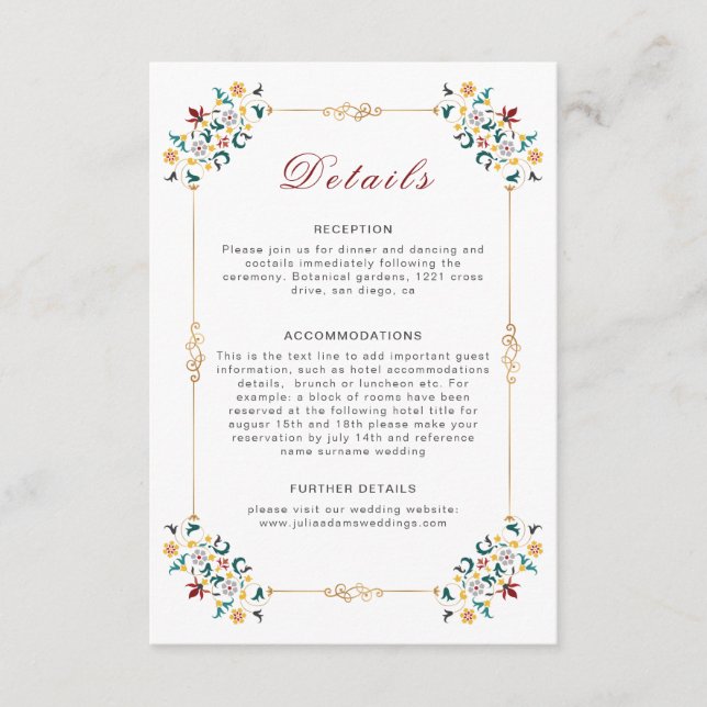Carte D'accompagnement Géométrie Vintage Motif Classique Intriqué Mariage (Devant)
