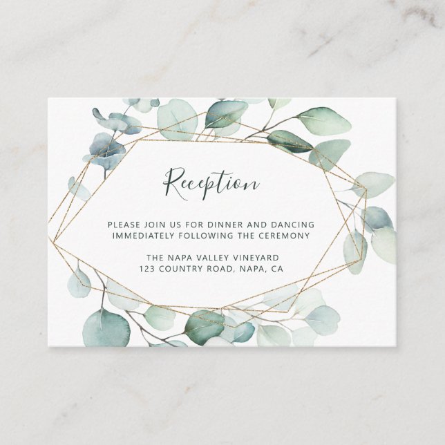 Carte D'accompagnement Géométrique Or Géométrique Foliage Réception de ma (Devant)