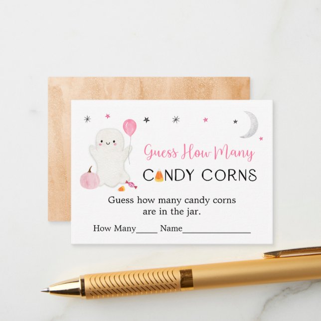 Carte D'accompagnement Ghost rose Halloween Devinez Combien De Jeu (Devant/Arrière en situation)