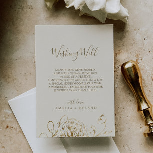 Carte D'accompagnement Gilded Floral Rose Cream Wedding Wishing Well Card