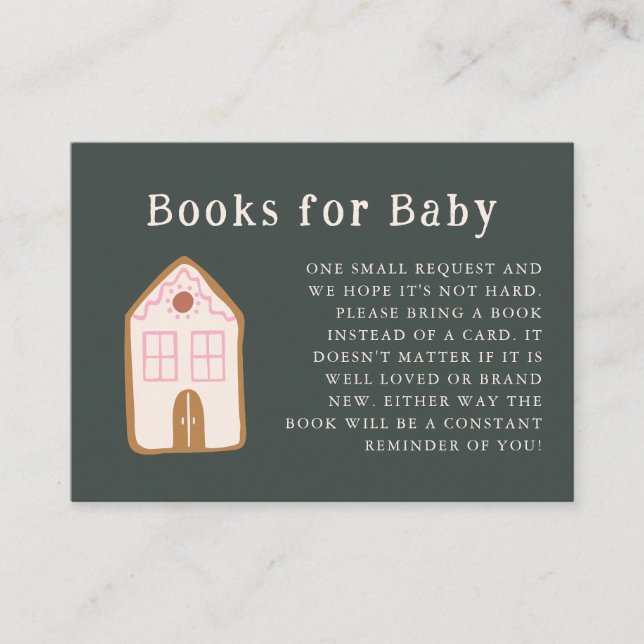 Carte D'accompagnement Gingerbread House Pink Baby Shower Book Request  (Devant)