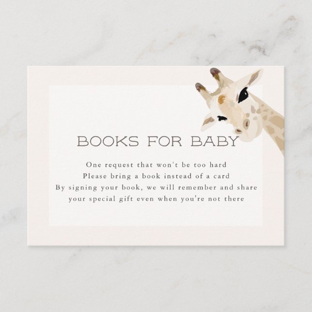 Carte D'accompagnement Girafe Baby Shower Books (Devant)