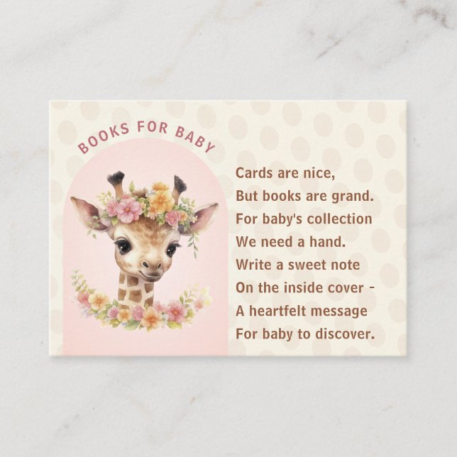Carte D'accompagnement Giraffe Baby shower Wild Girl Safari Demande de ré (Devant)