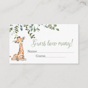 Carte D'accompagnement Giraffe Devine Combien