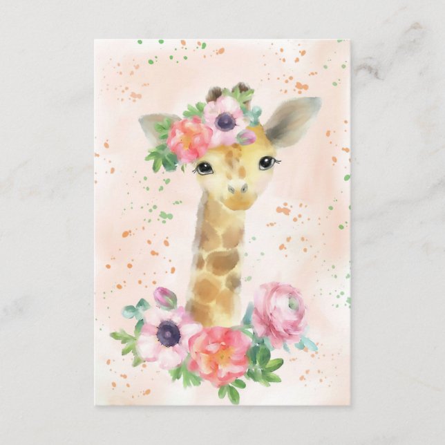 Carte D'accompagnement Giraffe Lover Baby Giraffe Avec Fleur (Devant)