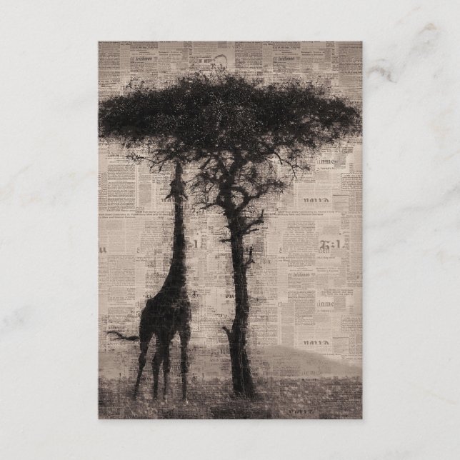 Carte D'accompagnement Giraffe Lover Giraffe Newspaper Art (Devant)