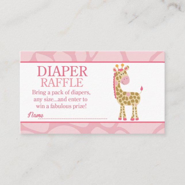 Carte D'accompagnement Giraffe rose Jungle Jill Baby shower Déchets Raffl (Devant)
