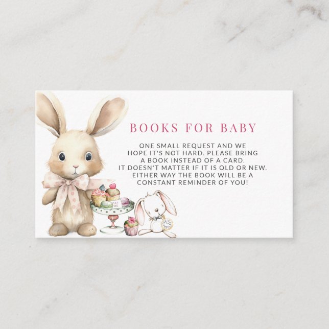 Carte D'accompagnement Girl Bunny Baby shower Livres pour bébé (Devant)