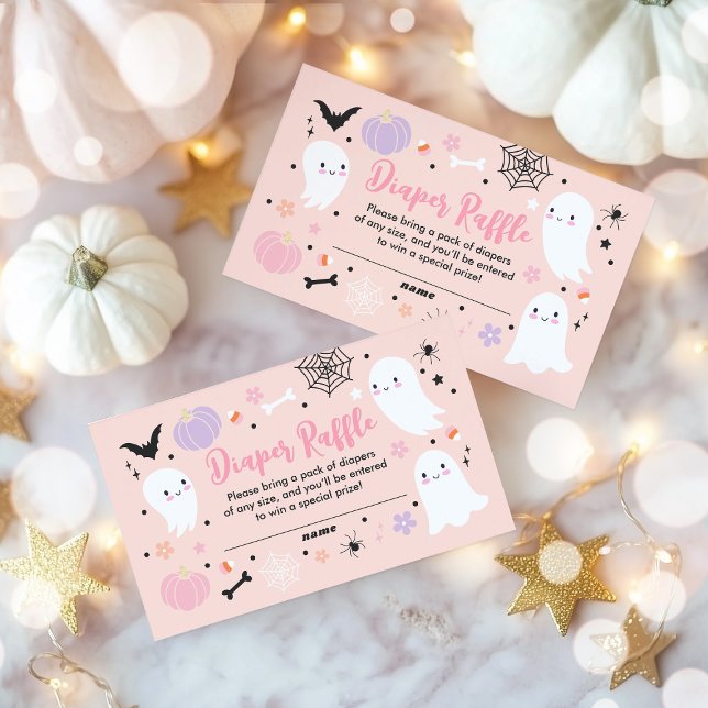 Carte D'accompagnement Girl Ghost Little Boo est due Baby shower d'Hallow (Créateur téléchargé)