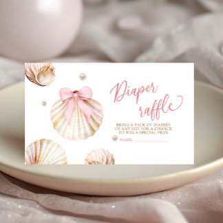 Carte D'accompagnement Girl Pink Bow Shell Baby Shower Diaper Raffle