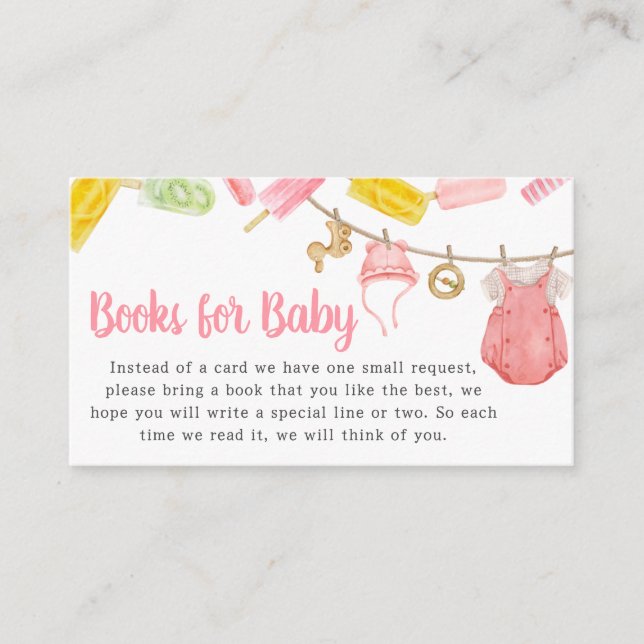 Carte D'accompagnement Girl Popsicle Baby shower Livres pour bébé (Devant)