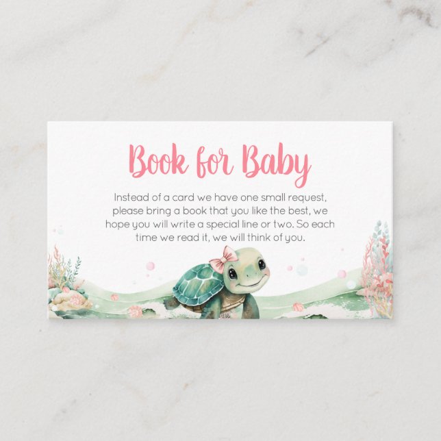 Carte D'accompagnement Girl Sea Turtle Baby shower Livres pour bébé (Devant)