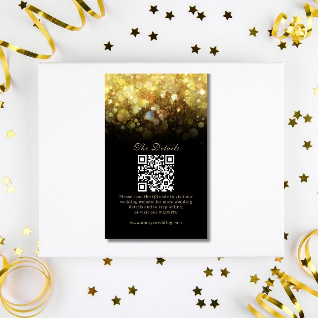 Carte D'accompagnement Glam Black Gold Parties scintillant Mariage modern ( Glam Black Gold Glitter Modern Wedding  Enclosure Card )
