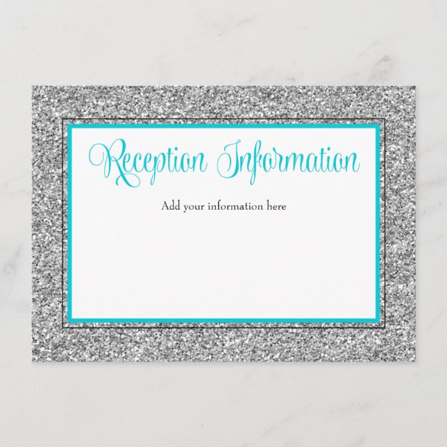 Carte D'accompagnement Glam Faux Parties scintillant Réception Turquoise  (Devant)