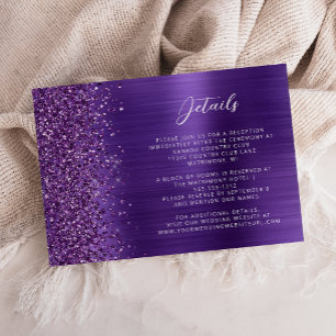 Carte D'accompagnement Glam Purple Brossé Metal Détails du Mariage