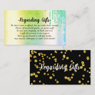 Carte D'accompagnement Glittery Honeymoon Fund mariage de douche nuptiale