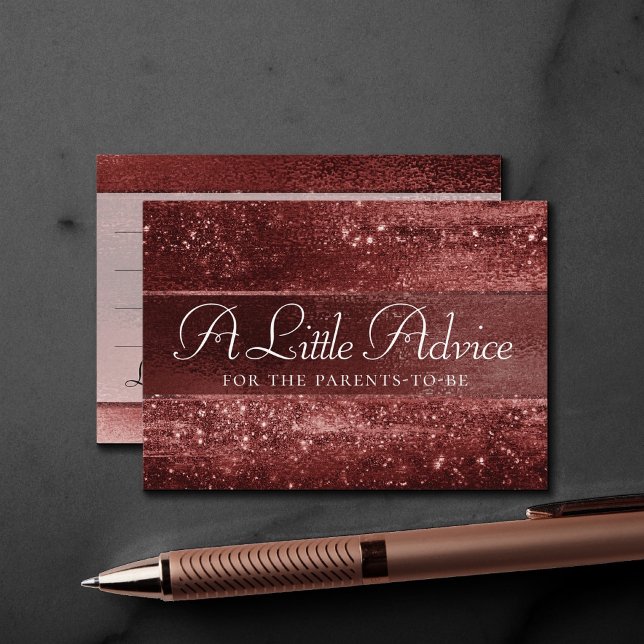 Carte D'accompagnement Glitzy Foil | Henna Crimson Red Faux Shine Advice (Créateur téléchargé)