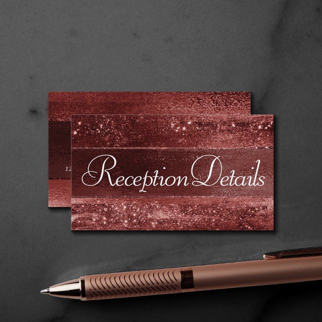 Carte D'accompagnement Glitzy Foil | Henna Crimson Red Sparkle Reception (Créateur téléchargé)