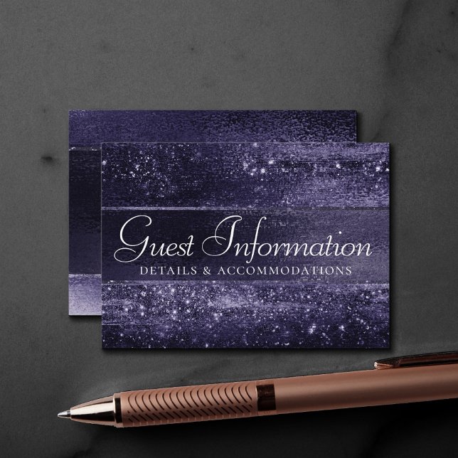 Carte D'accompagnement Glitzy Foil | Indigo Midnight Purple Guest Details (Créateur téléchargé)