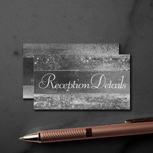Carte D'accompagnement Glitzy Foil Réception brillante en argent platin