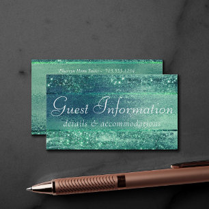 Carte D'accompagnement Glitzy Foil   Seafoam Iridescente Green Guest Info