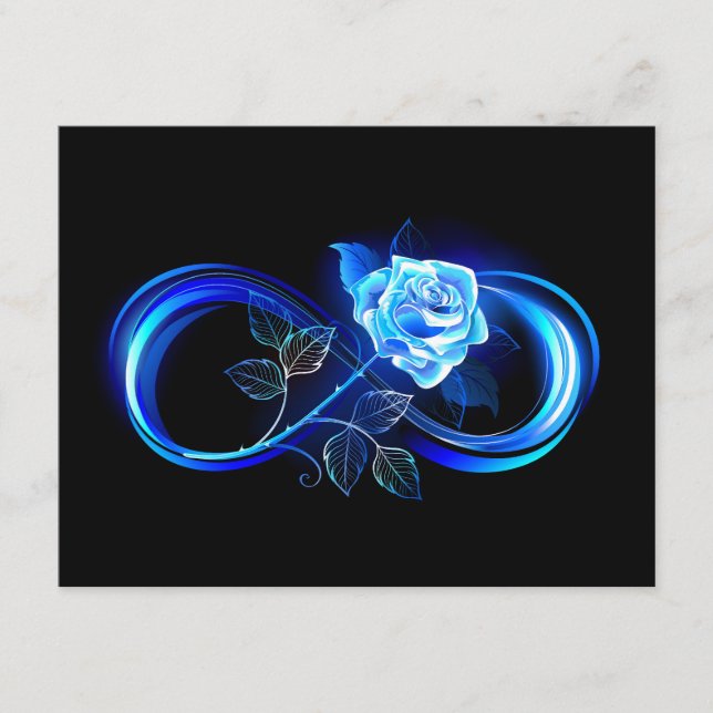 Carte D'accompagnement Glowing infinity with blue rose (Devant)