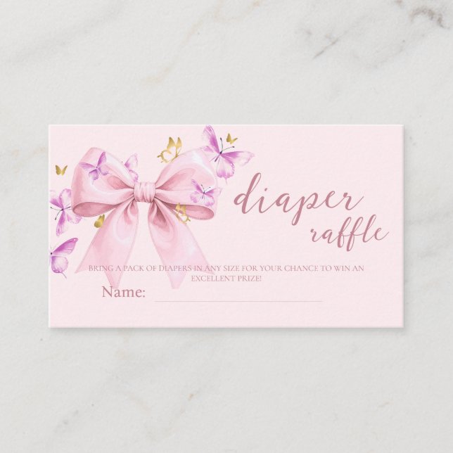 Carte D'accompagnement Gold A Little Butterfly Pink Bow Baby Shower  (Devant)