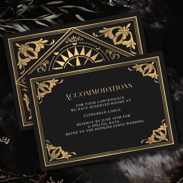 Carte D'accompagnement Gold Art Nouveau Mariage gothique Hébergements (Créateur téléchargé)